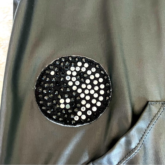 Flowers By Zoe Black Faux Leather Jacket with patches. Girls 6x - Picture 5 of 8